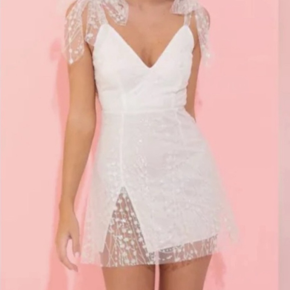 Lucy in the Sky White Babydoll Mini Dress
